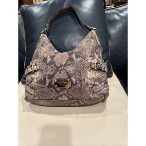 Michael Kors Women's Large Tan Leather Snakeskin Hobo Bag